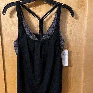 Athleta Jacquard Back Tie Blousy Tankini Small